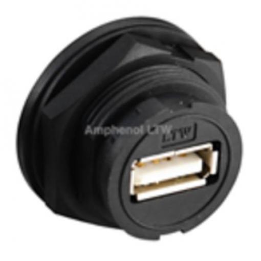 Amphenol Industrial Konektor USB, řada: UA Vnitřní, počet portů: 1portový, orientace těla: Rovný USB typu A, 100 V,
