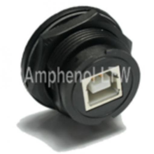 Amphenol Industrial Konektor USB, řada: UB Vnitřní, počet portů: 1portový, orientace těla: Rovný USB typ B, 100 V, Panel