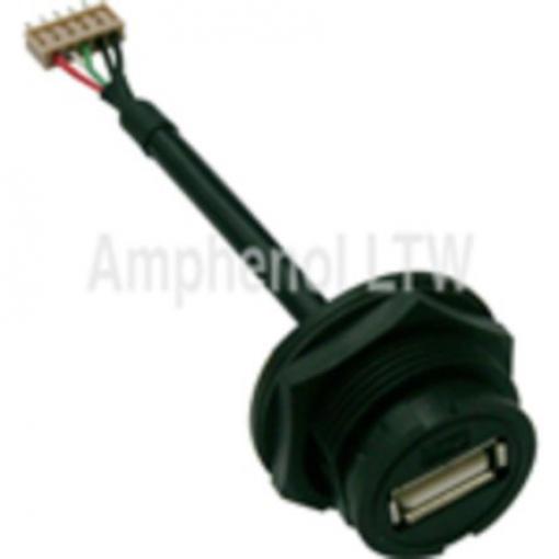 Amphenol Industrial Konektor USB, řada: UA Vnitřní, počet portů: 1portový, orientace těla: Rovný USB typu A, 100 V,