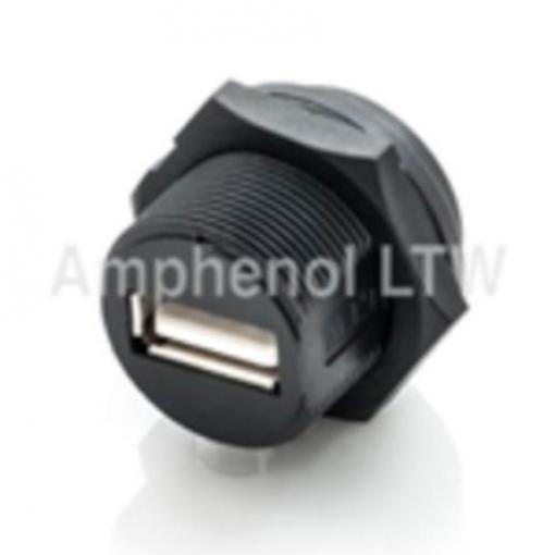 Amphenol Industrial Konektor USB, řada: UA Vnitřní, počet portů: 1portový, orientace těla: Rovný USB typu A, 100 V,