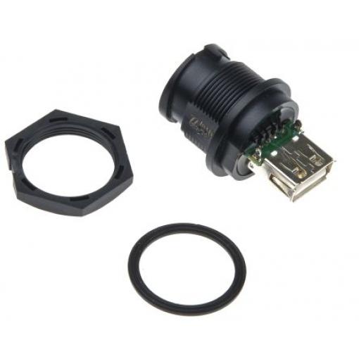 Amphenol Industrial Konektor USB, řada: UA Vnitřní, počet portů: 1portový, orientace těla: Rovný USB typu A, 100 V,