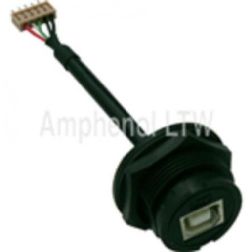 Amphenol Industrial Konektor USB, řada: UB Vnitřní, počet portů: 1portový, orientace těla: Rovný USB typ B, 100 V, Panel