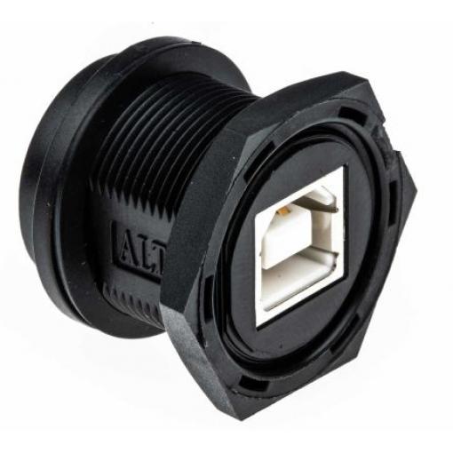 Amphenol Industrial Konektor USB, řada: UB Vnitřní, počet portů: 1portový, orientace těla: Rovný USB typ B, 100 V, Panel