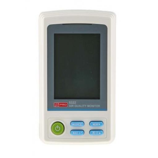 RS PRO Monitor kvality vzduchu, číslo modelu: 5322 Protokolování dat, Baterie, typ displeje: LCD, rozsah teploty: 60 °C,