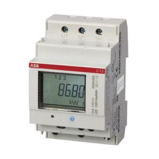 Elektroměr, řada: C13 LCD 6číslicový 3fázový s impulzovým výstupem, přesnost měřicího přístroje: 1 % ABB