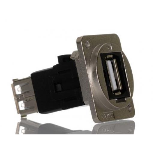 RS PRO Konektor USB, řada: CP3 Zásuvka/zásuvka, počet portů: 2portový, orientace těla: Rovný USB typu A na A, 30 V,