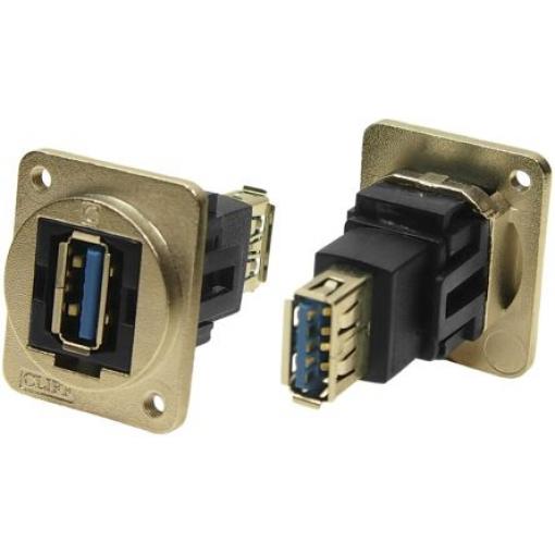 RS PRO Konektor USB, řada: CP3 Zásuvka/zásuvka, počet portů: 2portový, orientace těla: Rovný USB typu A na A, Panel USB