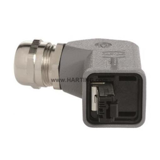HARTING Napájecí konektor pro vysoké zatížení, řada: Han A, počet kontaktů: 4 Vnější, orientace těla: Úhlový, Kabel