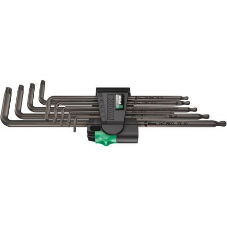 Sada klíčů Torx, počet kusů: 9 1 x TX 10 x 112, 1 x TX 20 x 137, 1 x TX 25 x 154, 1 x TX 27 x 172, 1 x TX 30 x 195, 1 x