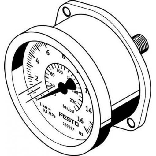 Tlakoměr Se závitem FMA-40-10-1/4-EN 40 mm G 1/4 ABS, 60 °C 10 bar 0 bar Festo