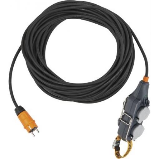Prodlužovací kabel, řada: ProfessionalLine, délka kabelu: 15m 1.5mm² 4 zásuvky H07RN-F, 230 V AC NF, Černá Typ F