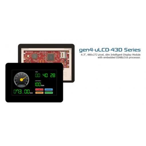 Modul displeje LCD gen4-uLCD-43D, řada: gen4 4.3 in 480 x 272 pixel podsvícení LCD rozhraní I2C, SPI, TTL 4D Systems