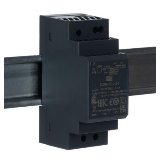 MEAN WELL Měnič DC/DC DDR-30, Vin 75V dc, Vin 18V dc 6 A Lišta DIN 40 °C 85 °C