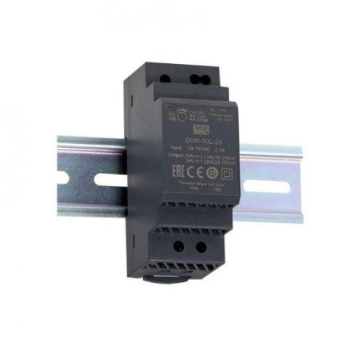MEAN WELL Měnič DC/DC DDR-30, výstup: 24 V, Vin 75V dc, Vin 18V dc 6 A Lišta DIN 40 °C 85 °C