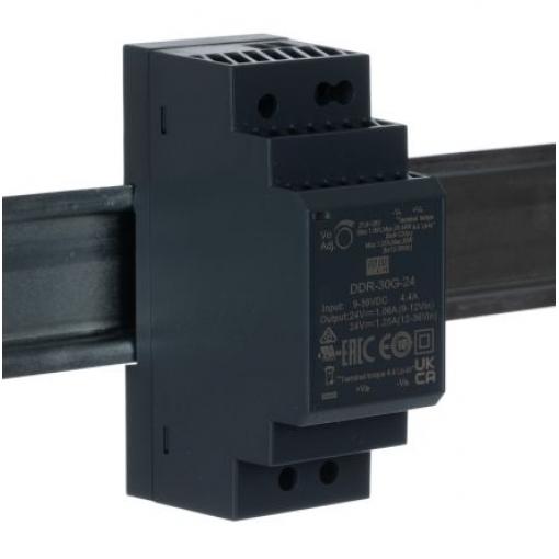 MEAN WELL Měnič DC/DC DDR-30, výstup: 5 V, Vin 36V dc, Vin 9V dc 6 A Lišta DIN 40 °C 85 °C