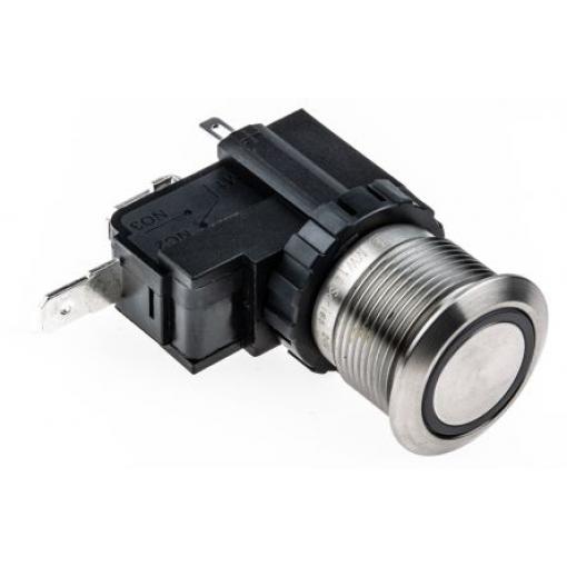 RS PRO Tlačítkový spínač, řada: MW19 IP67 SPST Panel Blokování Osvětlené 19.1 mm 26 A, barva LED: Bílá 250 V ac