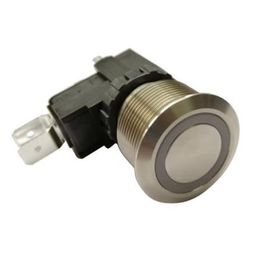 RS PRO Tlačítkový spínač, řada: MW22 IP67 SPDT Panel Blokování Osvětlené 22.2 mm 26 A, barva LED: Bílá 250 V ac