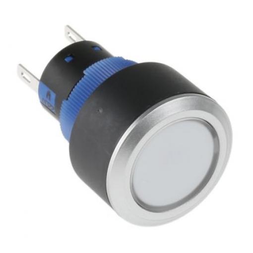 RS PRO Tlačítkový spínač, řada: KPB22 IP65 SPDT Panel Okamžité Osvětlené 22.2 mm 5 A, barva LED: Bílá 36 V dc 250 V ac
