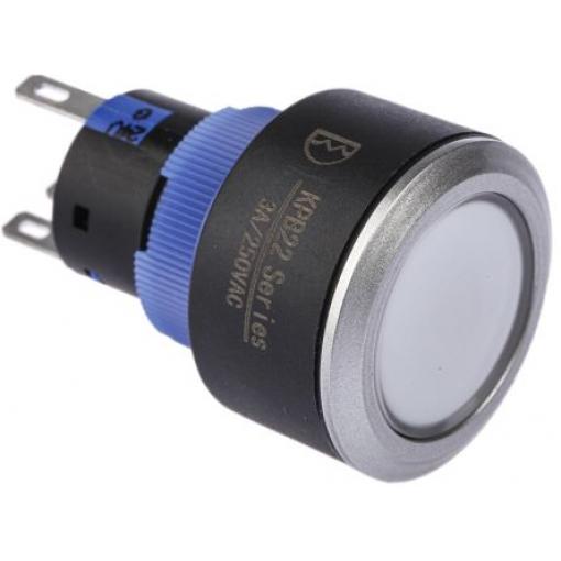 RS PRO Tlačítkový spínač, řada: KPB22 IP65 SPDT Panel Okamžité Osvětlené 22.2 mm 5 A, barva LED: Zelená 36 V dc 250 V ac