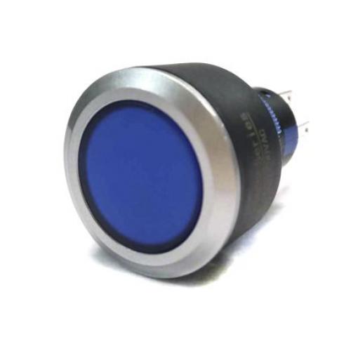 RS PRO Tlačítkový spínač, řada: KPB22 IP65 DPDT Panel Okamžité Osvětlené 22.2 mm 5 A, barva LED: Modrá 36 V dc 250 V ac
