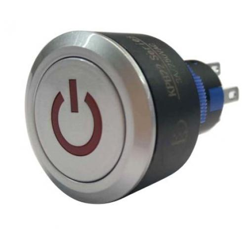 RS PRO Tlačítkový spínač, řada: KPB22 IP65 SPDT Panel Okamžité Osvětlené 22.2 mm 5 A, barva LED: Červená 36 V dc 250 V