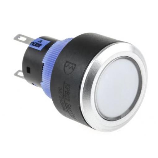 RS PRO Tlačítkový spínač, řada: KPB22 IP65 SPDT Panel Okamžité Osvětlené 22.2 mm 5 A, barva LED: Žlutá 36 V dc 250 V ac