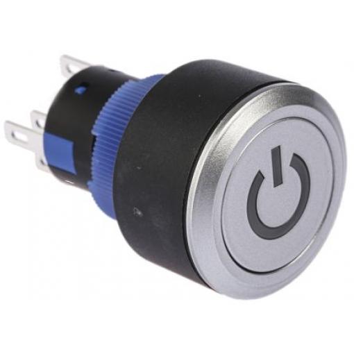 RS PRO Tlačítkový spínač, řada: KPB22 IP65 SPDT Panel Okamžité Osvětlené 22.2 mm 5 A, barva LED: Červená 36 V dc 250 V