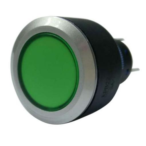 RS PRO Tlačítkový spínač, řada: KPB22 IP65 SPDT Panel Okamžité Osvětlené 22.2 mm 5 A, barva LED: Zelená 36 V dc 250 V ac