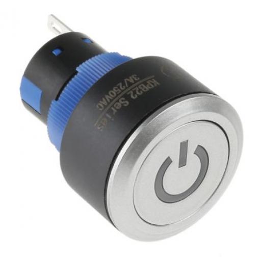 RS PRO Tlačítkový spínač, řada: KPB22 IP65 SPDT Panel Okamžité Osvětlené 22.2 mm 5 A 36 V
