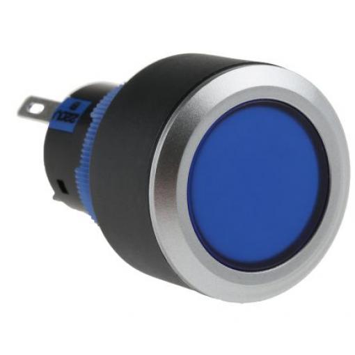 RS PRO Tlačítkový spínač, řada: KPB22 IP65 SPDT Panel Okamžité Osvětlené 22.2 mm 5 A, barva LED: Modrá 36 V dc 250 V ac