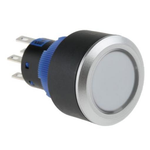 RS PRO Tlačítkový spínač, řada: KPB22 IP65 DPDT Panel Okamžité Osvětlené 22.2 mm 5 A, barva LED: Zelená 36 V dc 250 V ac