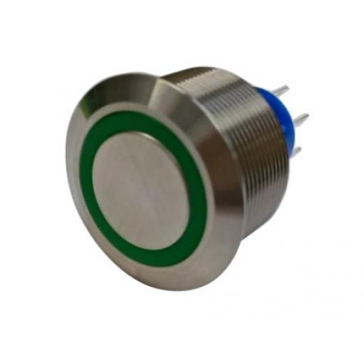 RS PRO Tlačítkový spínač, řada: MPB25 IP67 DPDT Panel Okamžité Osvětlené 25.2 mm 5 A, barva LED: Zelená 36 V dc 250 V ac
