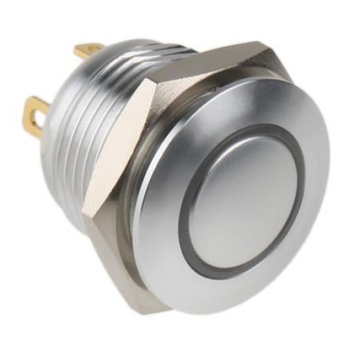 RS PRO Tlačítkový spínač, řada: MPB16 IP67 SPST Panel Okamžité Osvětlené 16 mm 2 A, barva LED: Červená 36 V dc