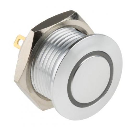 RS PRO Tlačítkový spínač, řada: MPB16 IP67 SPST Panel Okamžité Osvětlené 16 mm 2 A, barva LED: Červená 36 V dc
