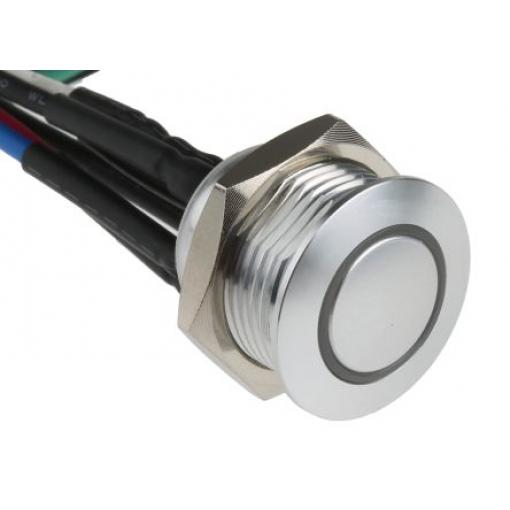 RS PRO Tlačítkový spínač, řada: MPB16 IP67 SPST Panel Okamžité Osvětlené 16 mm 2 A, barva LED: Modrá, Zelená, Červená 36