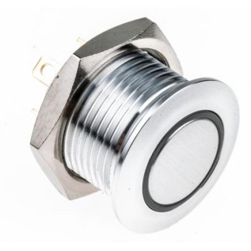 RS PRO Tlačítkový spínač, řada: MPB16 IP67 SPST Panel Okamžité Osvětlené 16 mm 2 A, barva LED: Bílá 36 V dc