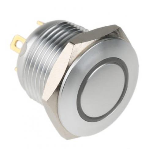 RS PRO Tlačítkový spínač, řada: MPB16 IP67 SPST Panel Okamžité Osvětlené 16 mm 2 A, barva LED: Žlutá 36 V dc