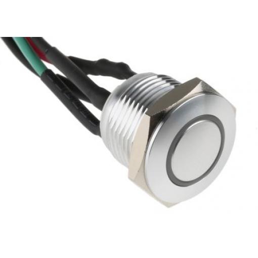RS PRO Tlačítkový spínač, řada: MPB16 IP67 SPST Panel Okamžité Osvětlené 16 mm 2 A, barva LED: Červená 36 V dc