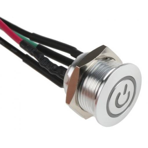 RS PRO Tlačítkový spínač, řada: MPB16 IP67 SPST Panel Okamžité Osvětlené 16 mm 2 A, barva LED: Červená 36 V dc