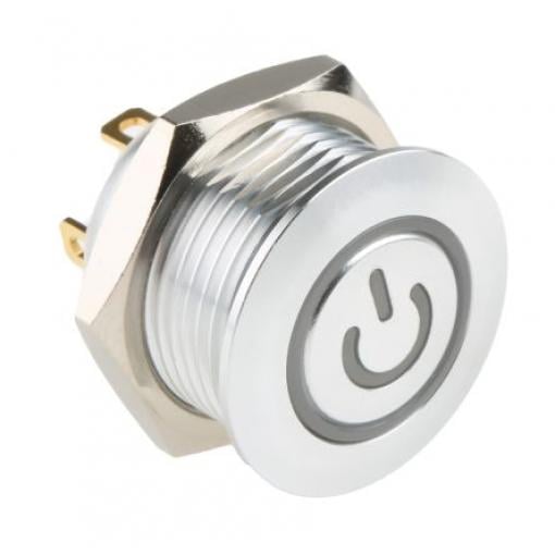 RS PRO Tlačítkový spínač, řada: MPB16 IP67 SPST Panel Okamžité Osvětlené 16 mm 2 A, barva LED: Zelená, Červená 36 V dc