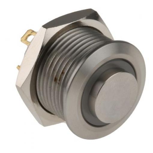 RS PRO Tlačítkový spínač, řada: MPB16 IP67 SPST Panel Okamžité Osvětlené 16 mm 2 A, barva LED: Zelená 36 V dc
