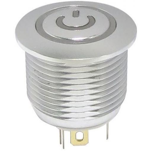 RS PRO Tlačítkový spínač, řada: MPB16 IP67 SPST Panel Okamžité Osvětlené 16 mm 2 A, barva LED: Modrá, Zelená, Červená 36