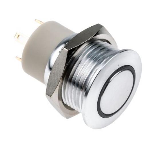 RS PRO Tlačítkový spínač, řada: MPB16 IP67 SPST Panel Blokování Osvětlené 16 mm 2 A, barva LED: Zelená, Červená 24 V dc