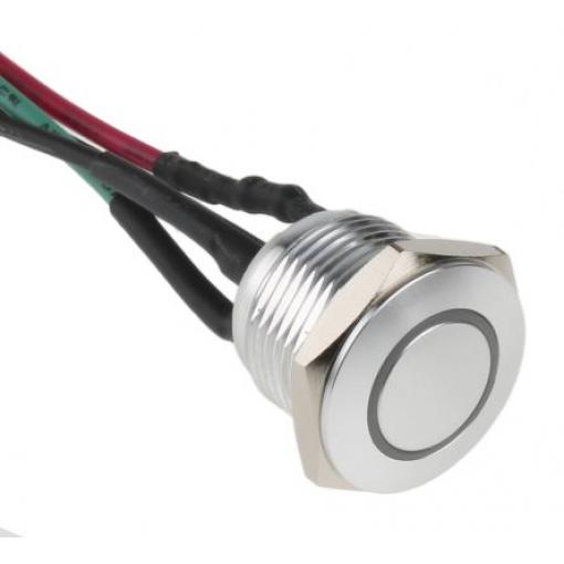 RS PRO Tlačítkový spínač, řada: MPB16 IP67 SPST Panel Okamžité Osvětlené 16 mm 2 A, barva LED: Červená 36 V dc