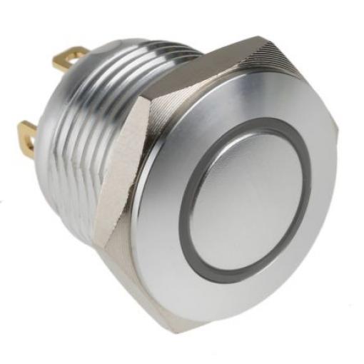 RS PRO Tlačítkový spínač, řada: MPB16 IP67 SPST Panel Okamžité Osvětlené 16 mm 2 A, barva LED: Červená, Zelená 36 V dc