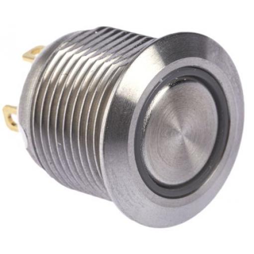 RS PRO Tlačítkový spínač, řada: MPB16 IP67 SPST Panel Okamžité Osvětlené 16 mm 2 A, barva LED: Červená 36 V dc