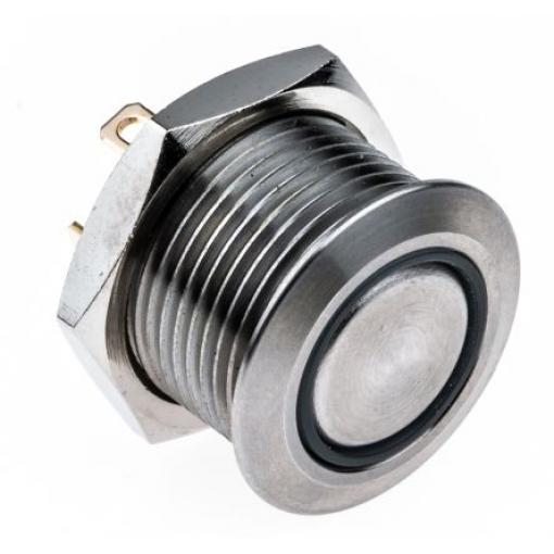 RS PRO Tlačítkový spínač, řada: MPB16 IP67 SPST Panel Okamžité Osvětlené 16 mm 2 A, barva LED: Zelená 36 V dc