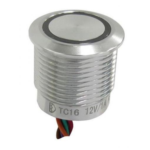 RS PRO Kapacitní spínač, Blokování, Okamžité, Kapacitní, výstup: NPN Osvětlené, barva LED: RGB, barva ovladače: Kovová,