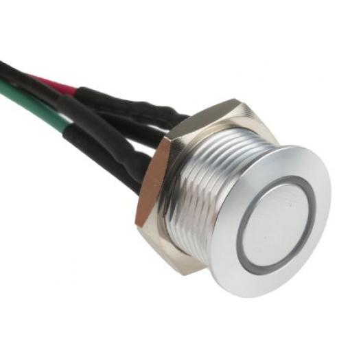 RS PRO Tlačítkový spínač, řada: MPB16 IP67 SPST Panel Okamžité Osvětlené 16 mm 2 A, barva LED: Modrá 36 V dc