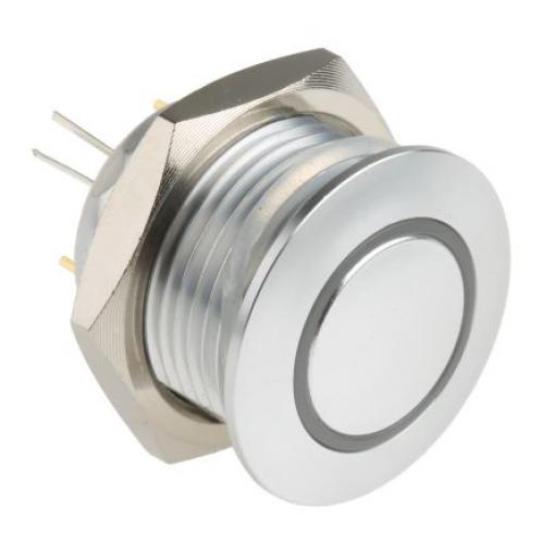 RS PRO Tlačítkový spínač, řada: MPB16 IP67 SPST Panel Okamžité Osvětlené 16 mm 2 A, barva LED: Modrá, Zelená, Červená 36